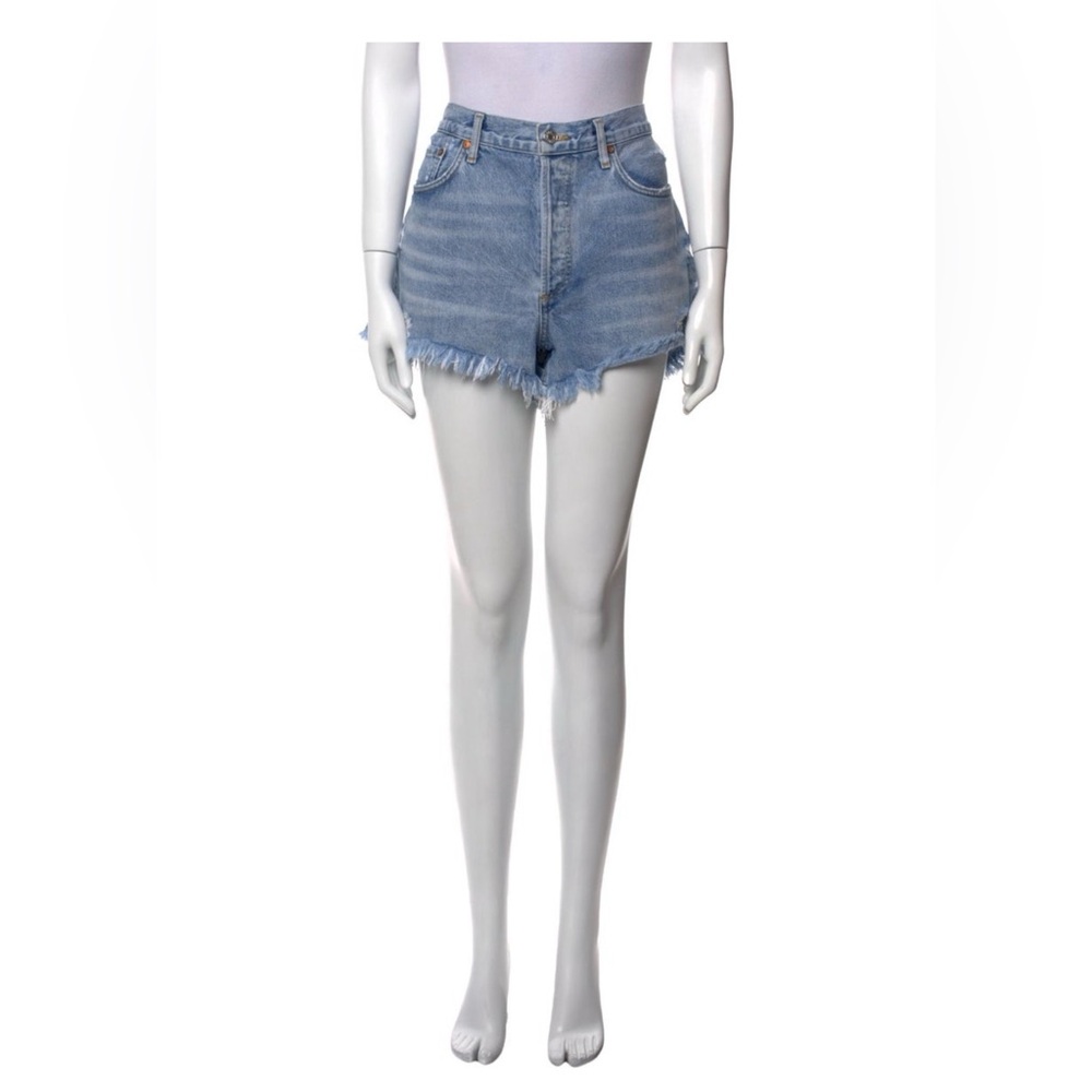 Agolde Blue Frayed Jean Shorts 32